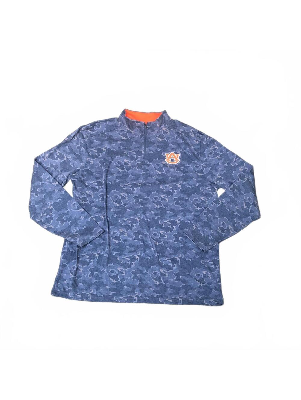 Colosseum Men's Auburn University Blue Camo Quarter Zip Pullover Size L